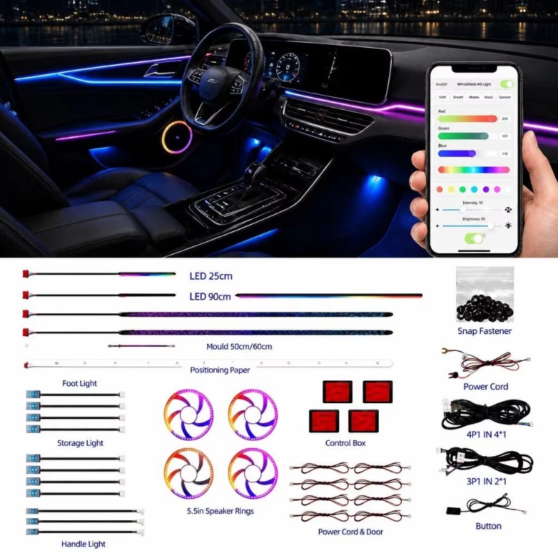 Door Handle - Auto-sfeerverlichtingsset 18 in 1 Drakenschubben RGB