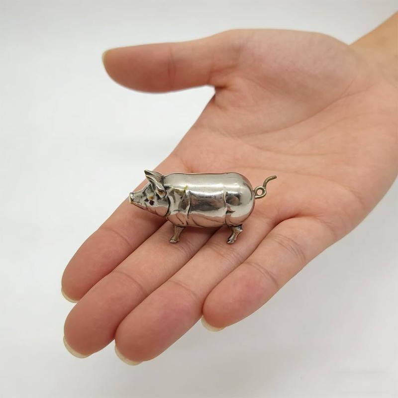 Tape Measure - Antiek varkens mini-meetlint vintage metalen zachte