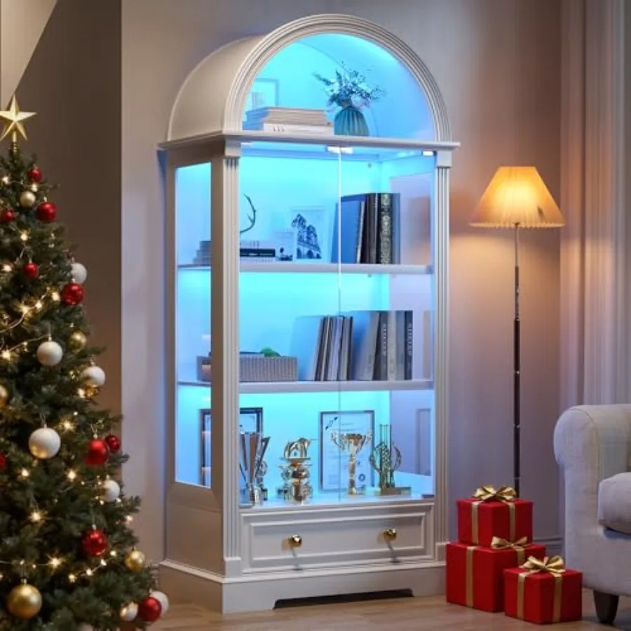 Cabinet Hinges - Vitrinekast met glazen deuren en LED-verlichting