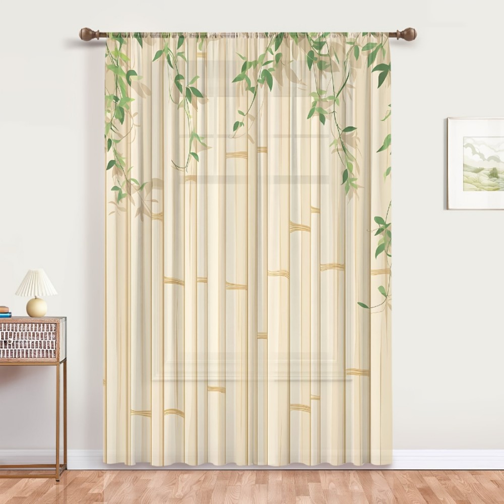 Curtain Rods - 1 stuk transparant gordijn met bamboe
