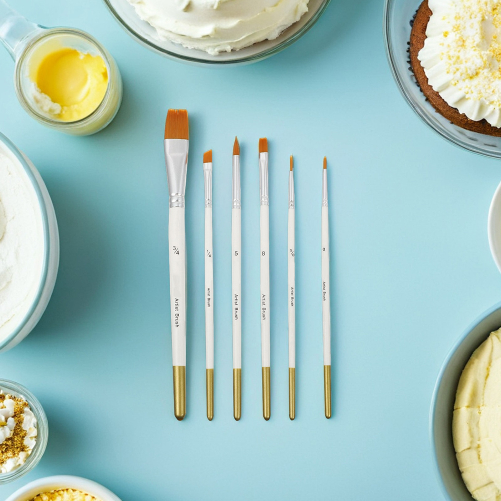 Paint Brush - Set van 12 fondantpenselen voor het