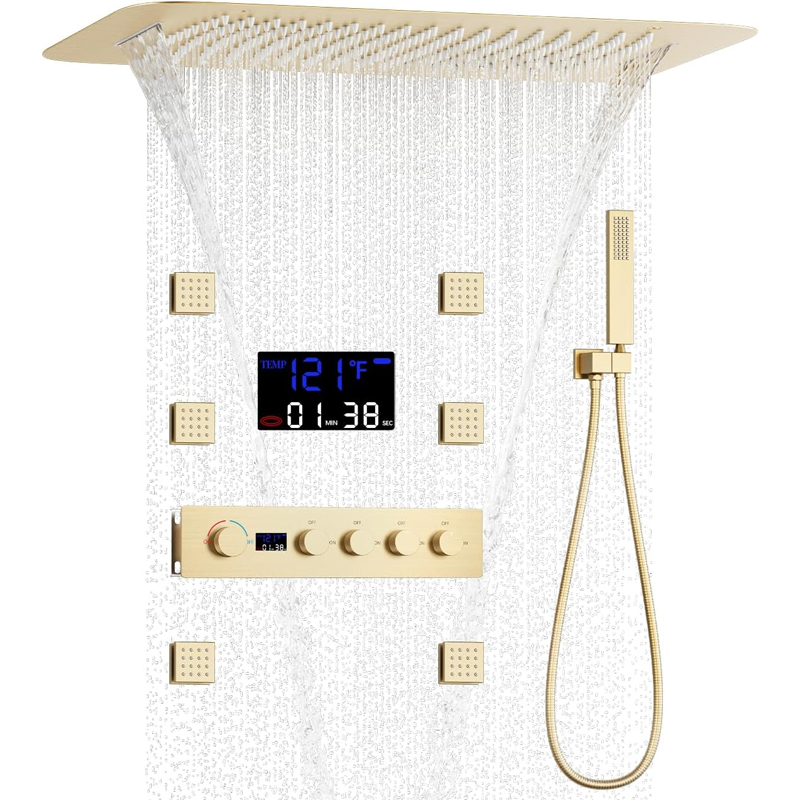 Faucet - Messing geborsteld goud digitaal display thermostatisch