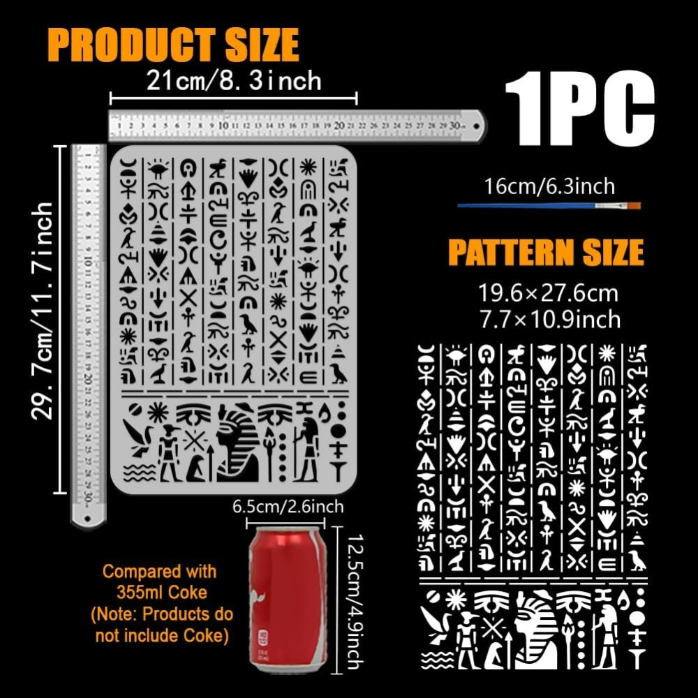 Oude Egyptische script stencil - Paint Brush recensie en prijs