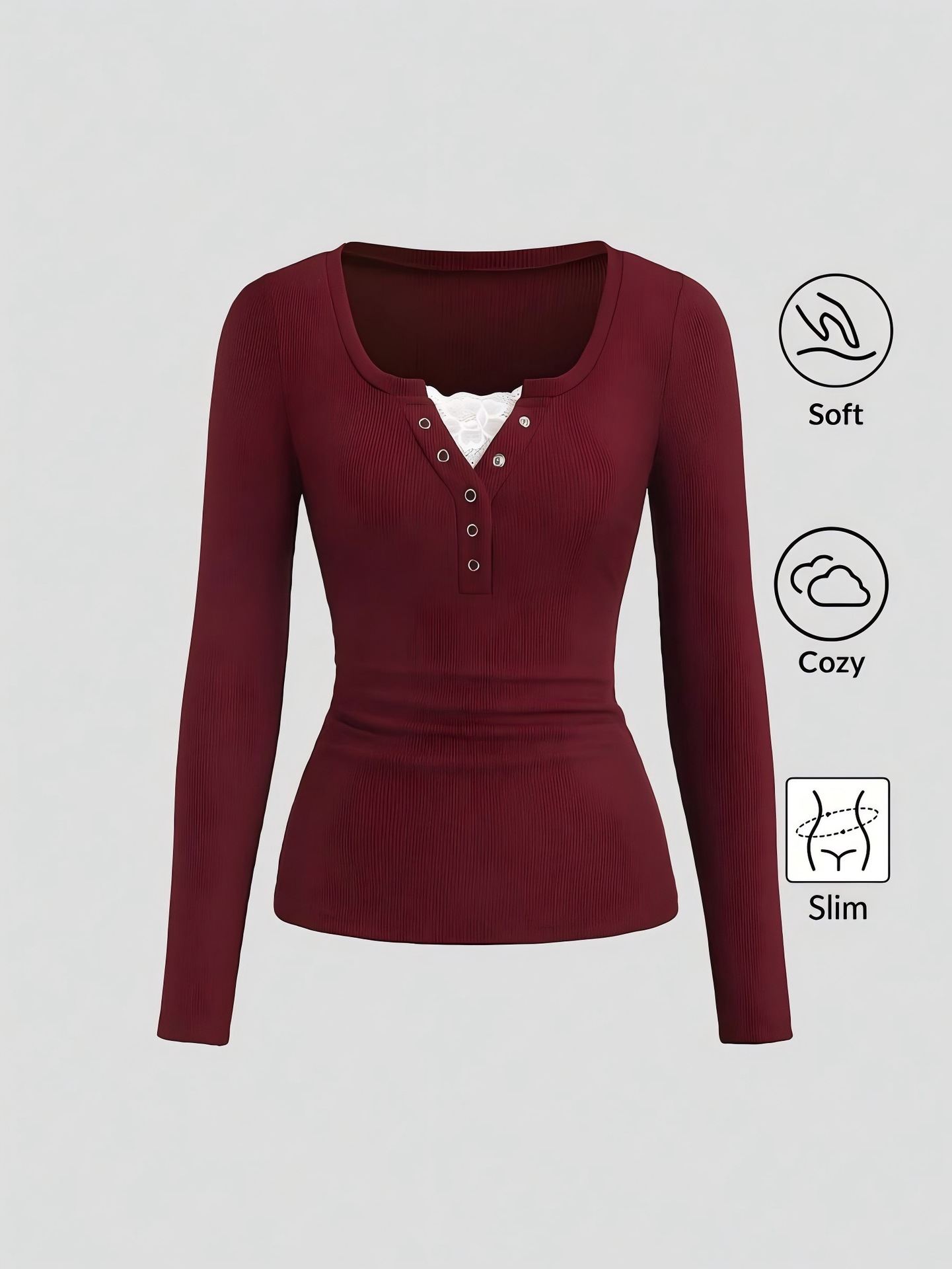 Dames Amerikaanse Henley V-hal - Wallpaper recensie en prijs