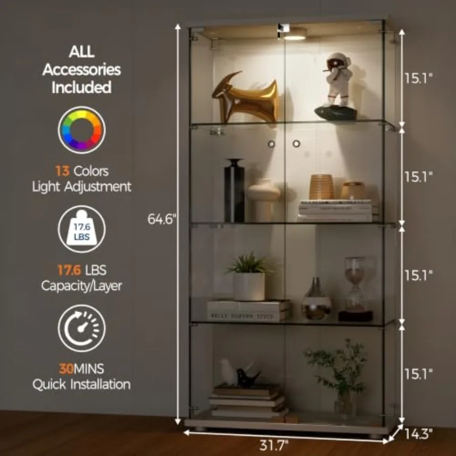 Vitrinekast van gehard glas vo - Door Lock recensie en prijs
